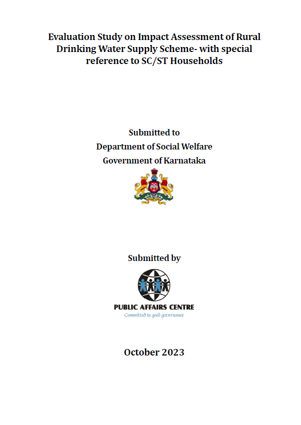 Evaluation Study on Impact Assessment of Rural Drinking Water Supply Scheme with special reference to SC/ST Households